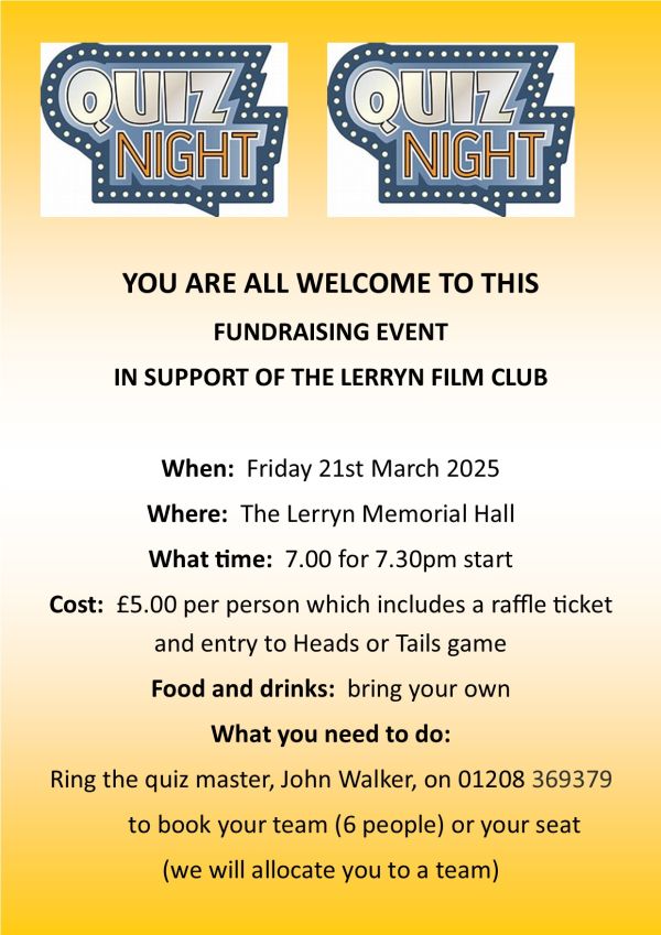 Lerryn Film Club Quiz Night